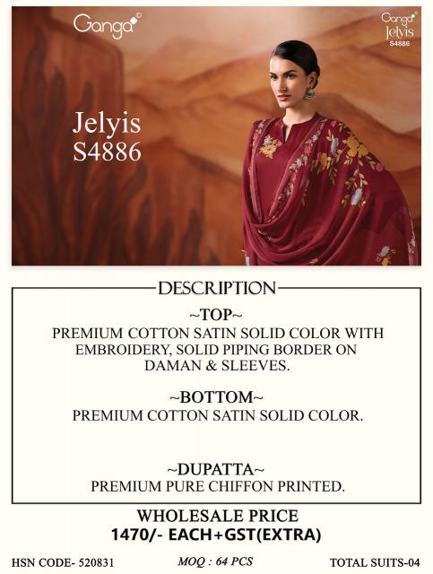 Ganga jelyis 4886 wholesale online shopping dress materials cash on delivery